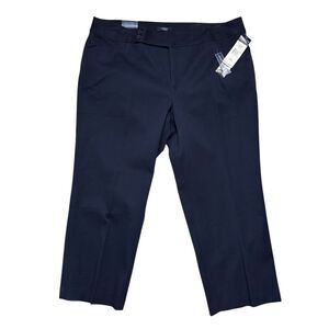 Chaps Women's Navy Blue Straight Leg Pants Plus Size Short Slimming Sz 20